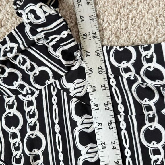 Joseph Ribkoff Top Shirt Womens 10 Black White Bell Sleeve Hi Low Chain Print - Picture 3 of 8
